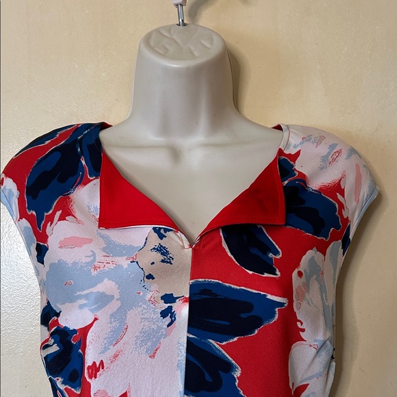 St. John Collection Floral Midi Dress in Red and Blue size 4 - Picture 2 of 13